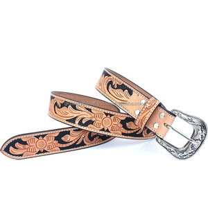 Cinturón de herramientas de cuero occidental de moda de hombre duradero de una sola capa de alta calidad cinturón de cuero con relieve floral para unisex - Product Image 5