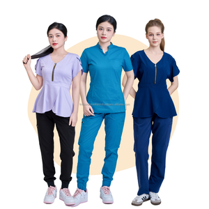 HAUTE QUALITÉ gommage infirmière grande taille 5 poches haut nouveau style infirmière jupe ensemble veste chemise médecin hôpital vêtements combinaison-BASSE quantité minimale de commande - Product Image 3