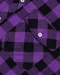 Nouvelle Arrivée Chemise en Flanelle Personnalisée Couleur Violette Motif à Carreaux Imprimé Boutons Double Poches Col Montant Respirante Écologique - Product Image 3