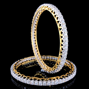 Bracelet en or jaune 14 carats avec diamants de laboratoire, bijoux en diamants taille ronde, accessoire de poignet élégant et luxueux, bracelet en diamants - Product Image 4