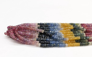 Cuentas Redondas Facetadas de Zafiro Multicolor Natural, Hilo de Piedras Preciosas de Zafiro Arcoíris de 16 Pulgadas, Suministros para la Fabricación de Joyas - Product Image 2