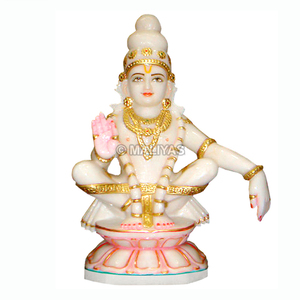 Marble Ayyappa Murti - 24 Inch | Handcrafted White Marble Lord Ayyappa Idol | Premium Hindu God Statue | MALIYAS Jaipur India - Product Image 2