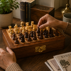 Juego de Ajedrez Magnético de Madera |   Juego de Mesa Plegable Portátil de Viaje con Caja de Almacenamiento, Tablero de Ajedrez Hecho a Mano para Adultos y Niños, Juego de Regalo - Product Image 4
