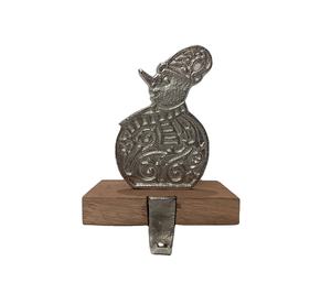 Santa-Shaped Aluminium <b>Stocking</b> Holder with Wooden Base Home <b>Christmas</b> Decoration for Hanging Holiday Clothes Accessories - Product Image 1