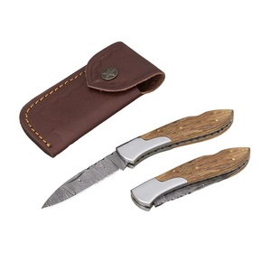 Cuchillo de Bolsillo Multifuncional Jexmoo OEM Hecho a Mano de Acero de Damasco de Grado Industrial de 7 Pulgadas con Funda de Cuero, Regalo de Aniversario - Product Image 1