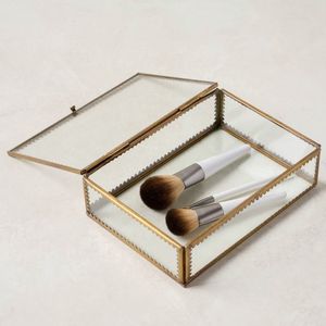 Vintage Style Metal And Glass Jewelry <b>Box</b> For Organizing Jewelry Accessories Rings <b>Earrings</b> Necklaces And Bracelets - Product Image 1