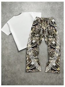Men 2 Piece Tracksuit Set Letter Graphic T Shirt and Drawstring <b>Flared</b> <b>Sweatpants</b> OEM <b>Wholesale</b> - Product Image 2