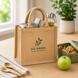 Sac fourre-tout en jute écologique, optez pour le vert, sac cadeau durable - Product Image 3