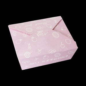 Pink Rectangle Paperboard Self Erecting <b>Boxes</b> with Fruit Pattern for Food Packaging Disposable Takeaway Containers - Product Image 6