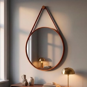 Espejo de Pared Redondo Ajustable con Marco de Latón Dorado Contemporáneo, Hecho a Mano, sin Marco, sin Necesidad de Electricidad, para Diseño de Interiores - Product Image 6