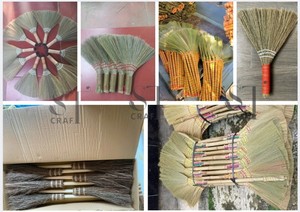 Ensemble écologique de 2 balais en herbe naturelle faits à la main du Vietnam, balai traditionnel en paille pour le nettoyage du jardin - Product Image 5