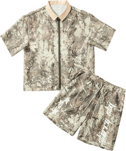 เสื้อยืดแขนสั้นและกางเกงขาสั้นคู่ชุดผู้ชาย OEM รุ่นยอดนิยมประจำฤดูร้อนปี 2026 ผ้าฝ้ายถัก 100% แห้งเร็ว ดีไซน์สั่งทำพิเศษแบบสองชิ้น - Product Image 3