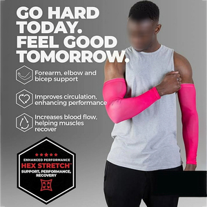 Manches de compression légères pour hommes, protection UV, pour sports de plein air, course à pied, cyclisme, randonnée, entraînement physique - Product Image 4