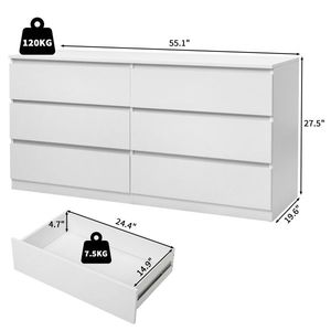 Comò Bianco FCH a 6 Cassetti per Camera da Letto, Ampio Mobile Contenitore per Soggiorno e Ingresso - Product Image 5
