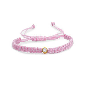 Bracelet Macramé Classique pour Femme en Cordon Noir Rempli de Diamants CVD de Laboratoire en Or 14K, Plaqué Rhodium, Réglable, Bijoux Fins pour Soirée - Product Image 6