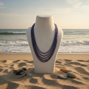 Collier en Tanzanite Naturelle - 47 cm de Long, Fait Main, Bijoux en Pierres Précieuses en Gros d'Inde - Product Image 3