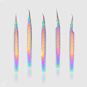 Pinzas de pestañas de diamante multicolor de diseño personalizado Fácil de usar Acero inoxidable con punta puntiaguda Etiqueta privada - Product Image 5