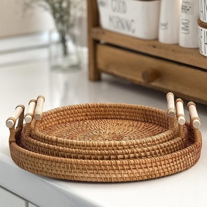 Plateaux de présentation en rotin de qualité supérieure pour boissons et aliments, vaisselle en bois, directement de l'usine. - Product Image 6