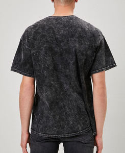 T-shirt en coton lavé surdimensionné pour homme, manches courtes, col rond, couleur unie, style décontracté, tissu jersey - Product Image 4