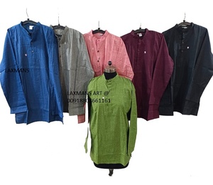 Mezcla de colores algodón cáñamo hecho Unisex Kurta vestido diseñador étnico desgaste para Festival al por mayor de La India - Product Image 1