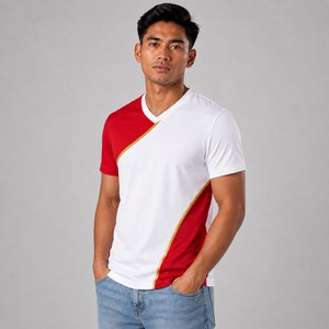 Camiseta de Manga Corta para Hombre, Cuello en V, Tejida, 100% Algodón, Estilo Vintage Lavado, Secado Rápido y Transpirable - Product Image 3