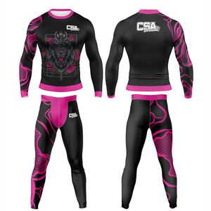 Ensemble de rashguard personnalisé imprimé numériquement pour BJJ, MMA et lutte, vente en gros directe d'usine, combinaison de compression respirante pour hommes - Product Image 1