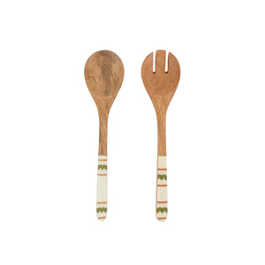 Handcrafted Olive Wood Salad Servers Set Eco-Friendly Natural Wooden Salad <b>Tongs</b> & Mixing Spoons Tableware For Wedding Tableware - Product Image 5
