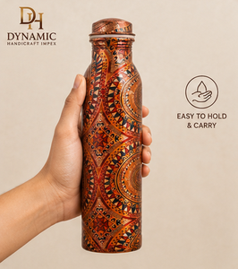 Handcrafted Printed Pure <b>Copper</b> Water Bottle Ethnic Tribal Design Reusable Drinking Bottle <b>Screw</b> Cap Wholesale Drinkware - Product Image 6