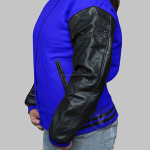 Veste universitaire en cuir de laine pour femmes, veste de baseball personnalisée OEM College Letterman, veste vierge personnalisée pour l'équipe et l'école, vente en gros - Product Image 4
