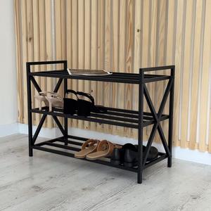 Luxury Style <b>Shoe</b> Rack Three Tier <b>Storage</b> Organizer Cross Frame Support <b>Space</b> <b>Saving</b> Design Strong Durable Modern Entryway Unit - Product Image 3