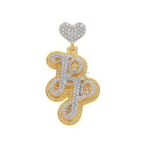 Factory Customized Yellow Gold Rhodium Plated <b>Iced</b> Diamond Pendant IGI Certified VVS Diamond Cuban <b>Chain</b> 3D Custom Name Hip Hop - Product Image 1