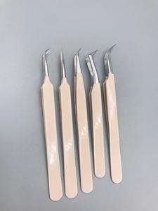 Pince à épiler de précision DENTRIC T-032 en acier inoxydable durable, pointe incurvée, antistatique, outils professionnels personnalisables - Product Image 4