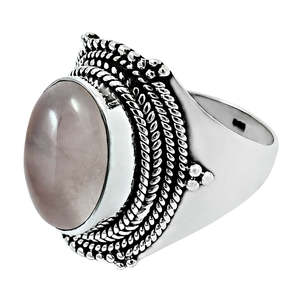 Gorgeous Oval Shape Natural Rose <b>Quartz</b> Gemstone <b>Ring</b> Solid 925 Sterling Silver Handmade Bohemian <b>Ring</b> Jewelry For Wholesaler - Product Image 1