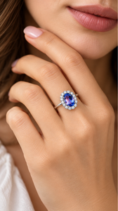 Bague en argent sterling 925 avec pierre précieuse tanzanite naturelle et zirconiums blancs pour femmes, bijoux fins faits à la main, fabricant en gros en Inde - Product Image 2