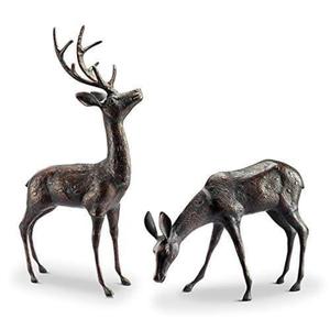 Ensemble de cerfs en bronze fait main, prix d'usine, sculpture de rennes en fonte grandeur nature pour la décoration extérieure de la maison et du jardin, figurine. - Product Image 1