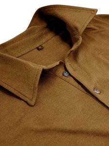 Nouvelle Arrivée 2026 – Polo T-shirt Homme Personnalisé à Manches Longues Coupe Slim en Coton Marron Décontracté - Product Image 3
