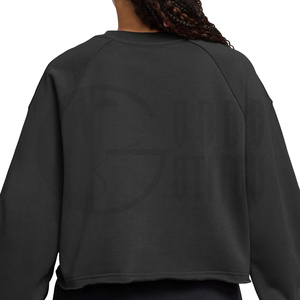 Sudadera Corta Personalizada para Mujer, Corte Holgado, Informal, de Felpa, Cuello Redondo, Manga Larga, Estilo Urbano - Product Image 4