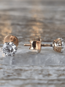 Pendientes de Diamantes Cultivados en Laboratorio, Redondos, 1.00 Ct, Diseño Solitario en Oro, Engaste de Seis Puntas, Joyería Clásica para Mujer - Product Image 4