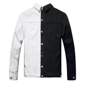 Chemise en jean pour homme à blocs de couleur, coupe droite, fermeture boutonnée, en coton, style décontracté, pour l'automne, design patchwork - Product Image 1