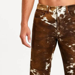 กางเกงหนังวัวแท้ 100% สำหรับผู้ชาย ปรับแต่งได้ กางเกงหนังวัวสไตล์ตะวันตก - Product Image 4