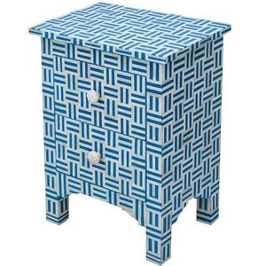 Mesita de noche de madera de lujo con incrustaciones de hueso, diseñada para dormitorios elegantes y decoración interior de primera calidad. - Product Image 3