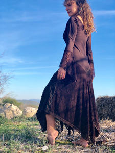 Vestido Boho de Manga Larga con Encaje de Algodón, Vestido Élfico Fluido para Festivales y Verano, Vestido Cómodo para Mujer - Product Image 1