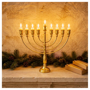 Affordable Brass Menorah High Quality Handmade Jewish <b>Candle</b> Holder Traditional Hanukkah Menorah for Festival Lighting - Product Image 6