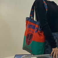 Sac fourre-tout en toile color-block Niche Myth pour femme, imprimé, pour l'extérieur et la plage, sac à bandoulière pour étudiante, sac de shopping
