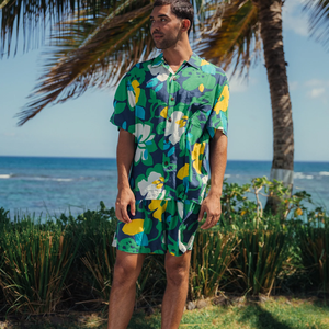 Chemise de plage pour homme à manches courtes, imprimé tropical, décontractée, boutonnée, légère et colorée, idéale pour les vacances d'été et la plage - Product Image 1