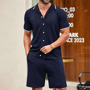Ensemble décontracté tricoté pour homme 2025 – Cardigan boutonné et short décontracté (lot de deux pièces) - Product Image 1