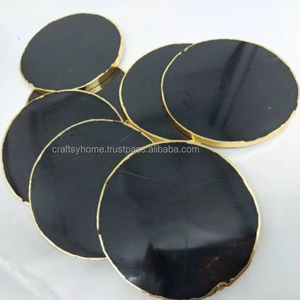 Black <b>Agate</b> Gemstone Carved Engraved Irregular Shape <b>Coasters</b> Craftsy Home Decor for Weddings Holidays - Product Image 6