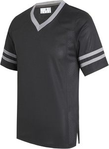 Camiseta Deportiva Negra con Cuello en V, Manga Corta, Estampado por Sublimación, con Ribete Dorado, Secado Rápido, 100% Poliéster, Informal, para Verano, ODM - Product Image 5