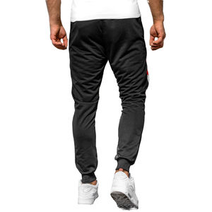 Pantalon de jogging noir pour homme, taille élastique, tricoté, décontracté, respirant, poches latérales, color block, avec cordon de serrage, idéal pour l'automne - Product Image 2