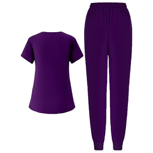 Women V Neck <b>Scrub</b> <b>Top</b> Polyester High quality medical <b>scrub</b> set doctor nurse uniform anti bacterial fabric - Product Image 2